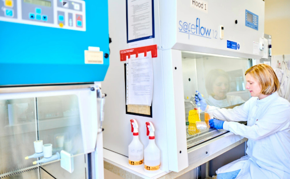 postgrad student working on a lab